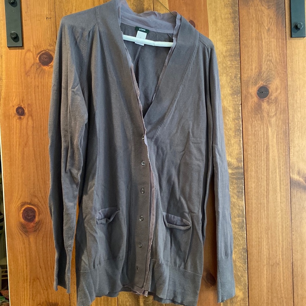 J.Crew Vneck cardigan, Size L, Charcoal Grey.